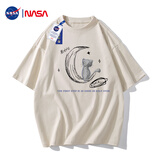 NASA GISS官方潮牌联名纯棉短袖男夏t恤潮流大码宽松半袖 米杏 XL 