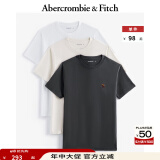 ABERCROMBIE & FITCH男装女装 24夏款3件组合装经典小麋鹿纯色短袖T恤358480-1 灰色，米色，白色 M (180/100A)