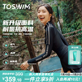 TOSWIM拓胜分体泳衣女长袖防晒保守显瘦温泉游泳衣女两件套原海极光2XL