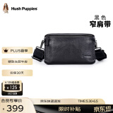 暇步士（Hush Puppies）男士单肩包斜挎包新款时尚户外通勤真皮邮差包牛皮小背包送男友 黑色窄肩带HA-2011708W-5710z
