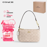 蔻驰（COACH）【品牌直供】女士小号手提手拿包腋下包麻将包PVC配皮 520礼物