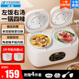 半球（PESKOE）双胆电饭煲电饭锅 智能多功能微压锅 2+2L双胆双控煮饭锅 家用3-4个人煲汤煮粥迷你小型电饭锅煮粥 4L 陶瓷釉不粘锅