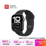 Apple/苹果 Watch Series 10 智能手表GPS款42毫米亮黑色铝金属表壳黑色运动型表带S/M MX1M3CH/B