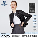 Navigare意大利小帆船真皮皮衣女士秋冬款黑色时尚百搭外套立领短款机车服 暗夜黑 XL