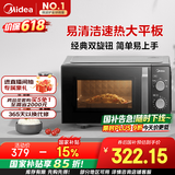 美的（Midea）微波炉经典升级款M2A 家用小型20升平板式易清洁快捷双旋钮高效速热杀菌除味以旧换新