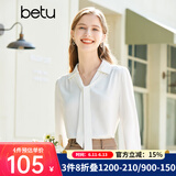 百图betu女装春季新款衬衫飘带设计感温柔雪纺长袖衬衫女2302T34 米白 M