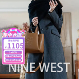 NINE WEST玖熙牛皮手提菜篮子包2025新款包包单肩女手提包上班族女顺丰包邮 焦糖棕（新款同色油边）