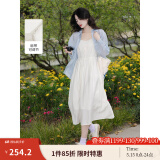 茵曼（INMAN）章若楠同款欧若风天丝薄开衫女装衬衫2025夏季新品长袖衬衣 吊带裙田园杏-18322336 L