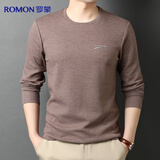 罗蒙长袖T恤男士上衣棉质圆领秋季体恤打底衫休闲中青年简约内搭男装