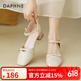 达芙妮（DAPHNE）包头凉鞋女夏季2025新款凉鞋女百搭粗跟一字带凉鞋淑女风女款凉鞋 米色【跟高4.5CM】 38