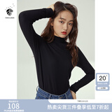 范思蓝恩范思蓝恩204303半高领打底衫女秋冬百搭修身针织上衣紧身内搭毛衣 黑色  XS