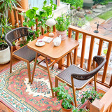 紫叶阳台桌椅三件套家用迷你茶几一桌两椅休闲现代简约藤椅阳台茶桌