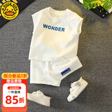 G.DUCKKIDS小黄鸭童装男童夏季套装新款小童宝宝夏天衣服儿童背心夏装运动裤 白色 100 尺码2~3岁【 90-100cm】
