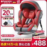 Heekin德国 儿童安全座椅汽车用0-4-12岁婴儿宝宝360度旋转ISOFIX硬接口 尊享红(遮阳棚+上拉带+侧保护)