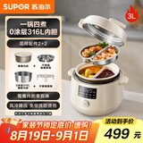 苏泊尔（SUPOR）【国家补贴】鸳鸯电压力锅3L 多功能0涂层钢胆2-4人家用 风冷降压电饭煲电炖锅高压锅SY-30YC3001
