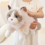 婴果小岛会叫的布偶猫仿真小猫咪玩偶背包双肩包毛绒玩具睡觉抱女孩子礼物 棕色布偶猫【可以喵喵叫】 45厘米