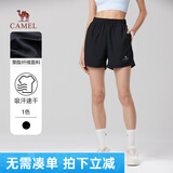 骆驼速干短袖T恤男士透气宽松休闲运动户外跑步青年夏季 112黑色 女款 XL