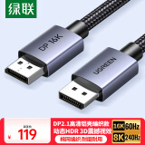 绿联DP线2.1版16K60Hz8K240HzDisplayPort 4K高清适用电脑显卡接显示器电竞视频线2米兼容1.4 45445