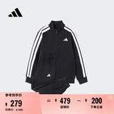 adidas男女大童休闲舒适长袖套装儿童新款阿迪达斯官方轻运动   黑色/白色   164