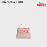CHARLES&KEITH鳄鱼纹凯莉包手提斜挎婚包包女包生日礼物七夕礼物CK2-50270880-1 Light Pink浅粉色（新色） S