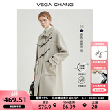 VEGA CHANG牛角扣呢子大衣女冬2024年学院风加厚毛呢大衣 燕麦色长款（160以上推荐） S