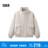 森马棉服男设计感假两件冬外套厚款保暖立领棉衣绣花107824112103