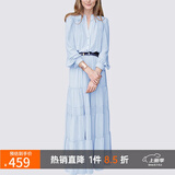 MeetMetro玛依尔法式仙女连衣裙女2025春新款高端气质纯欲风裙子礼服长裙 浅蓝【现货】 L
