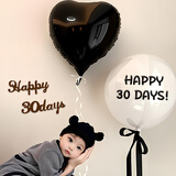 仕彩满月宝宝拍照道具30天纪念日布置婴儿生日派对氛围仪式黑爱心气球