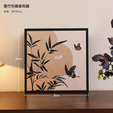 赟娅中古风猫咪客厅装饰画法式复古治愈桌面摆件画卧室床头柜餐厅挂画 墨竹引蝶装饰画【30*30cm】