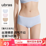 ubras【莫代尔】高弹织带内裤女士抑菌舒适中腰三角裤柔软透气(3条装) 粉末蓝色+浅桃粉色+瓷月几色 3条 M