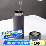 乐扣乐扣（LOCK&LOCK）心仪茶水分离保温杯316L不锈钢商务水杯440ML黑色LHC4285BLK