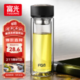 富光 男女士双层玻璃杯 水杯 支持团购定制 304杯子泡茶杯400ML黑