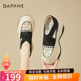 达芙妮（DAPHNE）包头凉鞋女厚底夏季新款内增高网面一脚蹬外穿渔夫鞋 米黑 4.5cm 37 标准码