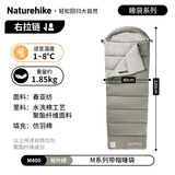 Naturehike挪客信封带帽可水洗睡袋成人春夏秋冬加厚保暖户外旅行可拼接双人 冬季1~8°C/右M400松叶绿