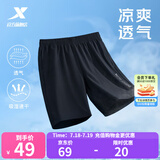 特步短裤男五分裤夏装新款宽松运动裤透气速干裤跑步健身男裤子 正黑色-0140 M