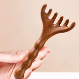 侑家良品 鹿角按摩梳子头部经络梳头皮按摩龙凤檀木