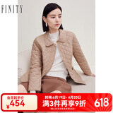 菲妮迪（FINITY）品牌棉衣棉服秋季简约卡其保暖轻薄通勤外套 卡其色 XL