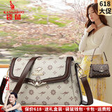 袋鼠卡拉品牌包包女包斜挎牛皮包2025新款女式真皮包母亲节送婆婆妈妈礼物 卡其玫瑰配棕（礼盒+手包卡包）