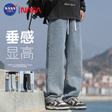 NASA GISS官方潮牌联名牛仔裤男宽松复古美式高街潮流休闲长裤 中蓝 XL 