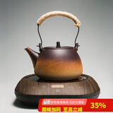 容山堂粗陶茶壶煮茶器茶具套装泡茶壶烧水壶电陶炉围炉煮茶碳炉酒精炉 直钮茶壶小悦黑胡桃电陶炉 780ml