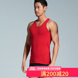 宜而爽纯棉背心男款 新疆棉汗排湿全棉螺纹面料无袖衫打底衫 单件装 红色 L