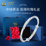 中国黄金（CHINA GOLD）999足银手镯女士繁花似锦银镯子年轻款520送女朋友生日礼物送妈妈 【送女友】足银手镯【30g±1g】+玫瑰礼盒