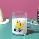 唯铭诺（WEIMINGNUO）儿童牛奶杯微波炉可加热带刻度耐高温水杯玻璃杯带把手酸奶早餐杯