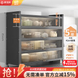 家佰利厨房收纳柜落地多层厨房置物架餐边置物柜橱柜碗柜带门储物柜子 5层80长42宽【磁吸柜门】经典款