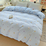 花熙雨100%全棉被套单件 1.5米单人纯棉被罩150斜纹条纹格子双人大被套 EZ面包-小狗 150*200cm单件被套