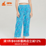铜牛家居裤汗布印花居家女裤睡裤棉家居裤长裤女春夏VK034 山野花香-白-蓝 S (160/85)