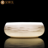 金镶玉茶洗 羊脂玉瓷陶瓷大号茶洗功夫茶具建水洗茶碗洗杯家用茶具配件 水墨远山陶瓷茶洗