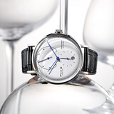 飞克（FEIKE）品牌超薄弧面全自动机械手表男士时尚潮流腕表新年生日礼物男生 银壳白面黑带蝴蝶扣【带日历】