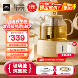 World Kitchen康宁全玻璃养生壶恒温壶煮茶器1L办公室家用花茶壶烧水壶电热水壶（升级茶漏炖盅款+全玻璃盖）