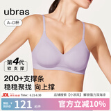 ubras[虞书欣同款]夹心软支撑光面小胸聚拢女无痕内衣隐形无钢圈文胸罩 【背勾款】香提紫色 L 80A/80B